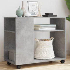 vidaXL Side Table with Wheels Concrete Grey 70x35x60 cm Engineered Wood 1