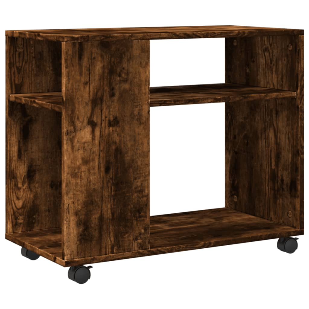 vidaXL Side Table with Wheels Smoked Oak 70x35x60 cm Engineered Wood 2