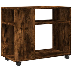 vidaXL Side Table with Wheels Smoked Oak 70x35x60 cm Engineered Wood 2