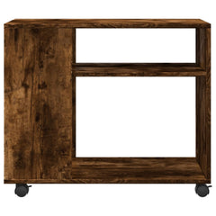vidaXL Side Table with Wheels Smoked Oak 70x35x60 cm Engineered Wood 5