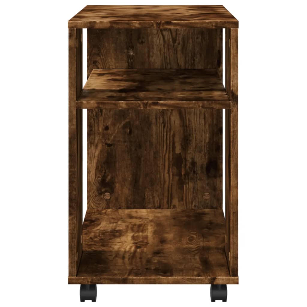 vidaXL Side Table with Wheels Smoked Oak 70x35x60 cm Engineered Wood 6