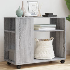 vidaXL Side Table with Wheels Grey Sonoma 70x35x60 cm Engineered Wood 1