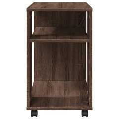 vidaXL Side Table with Wheels Brown Oak 70x35x60 cm Engineered Wood 6