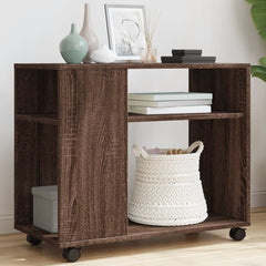 vidaXL Side Table with Wheels Brown Oak 70x35x60 cm Engineered Wood 1