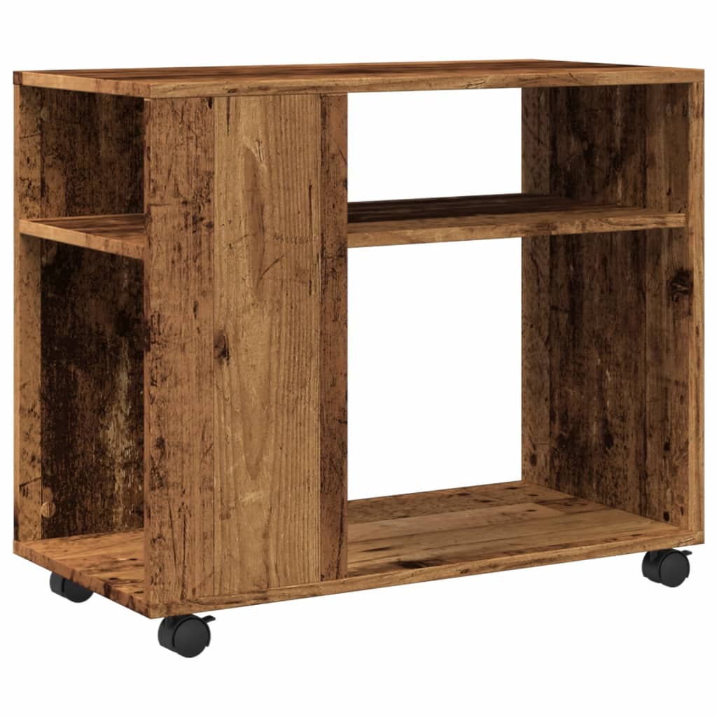 vidaXL Side Table with Wheels Old Wood 70x35x60 cm Engineered Wood 2