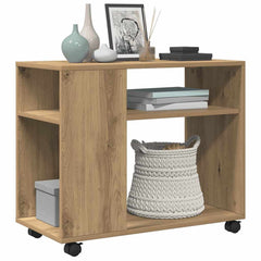 vidaXL Side Table with Wheels Artisian Oak 70x35x60 cm Engineered Wood 3