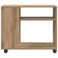 vidaXL Side Table with Wheels Artisian Oak 70x35x60 cm Engineered Wood 4