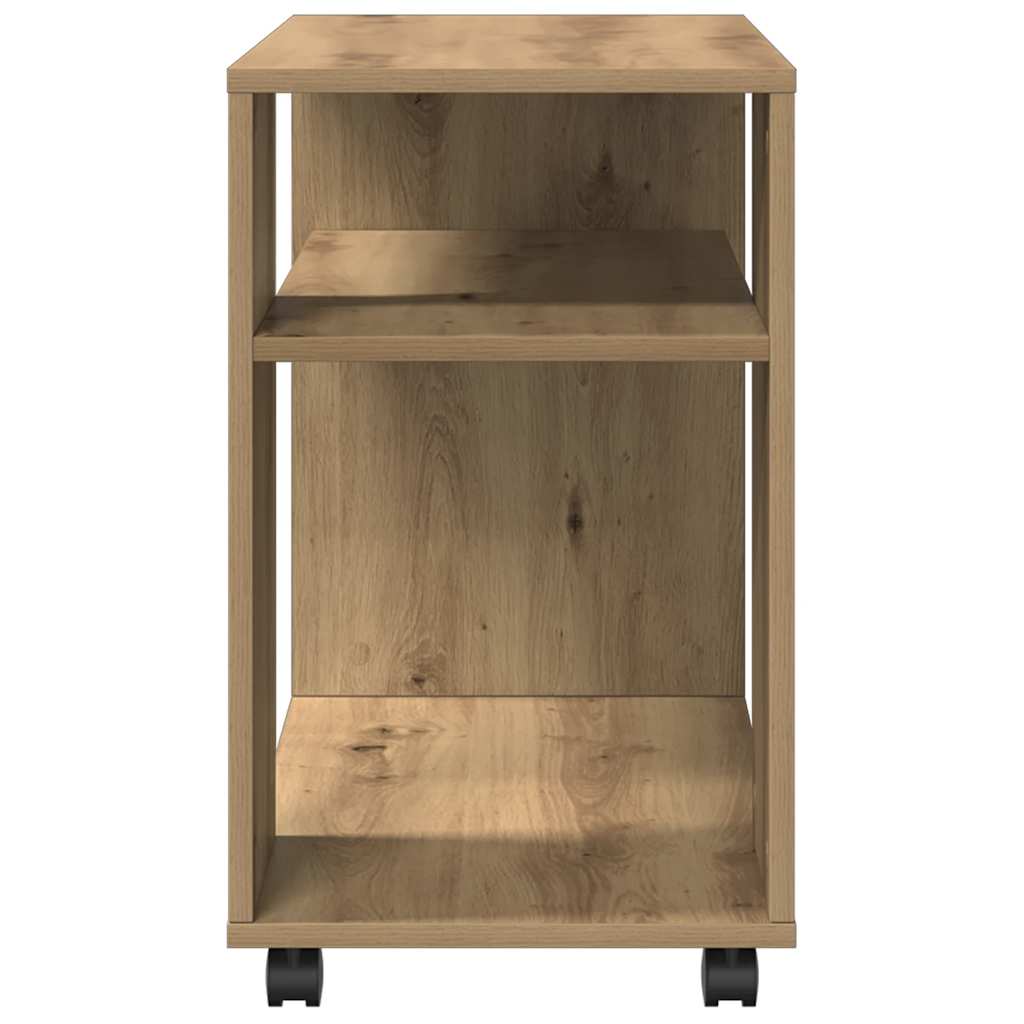 vidaXL Side Table with Wheels Artisian Oak 70x35x60 cm Engineered Wood 5