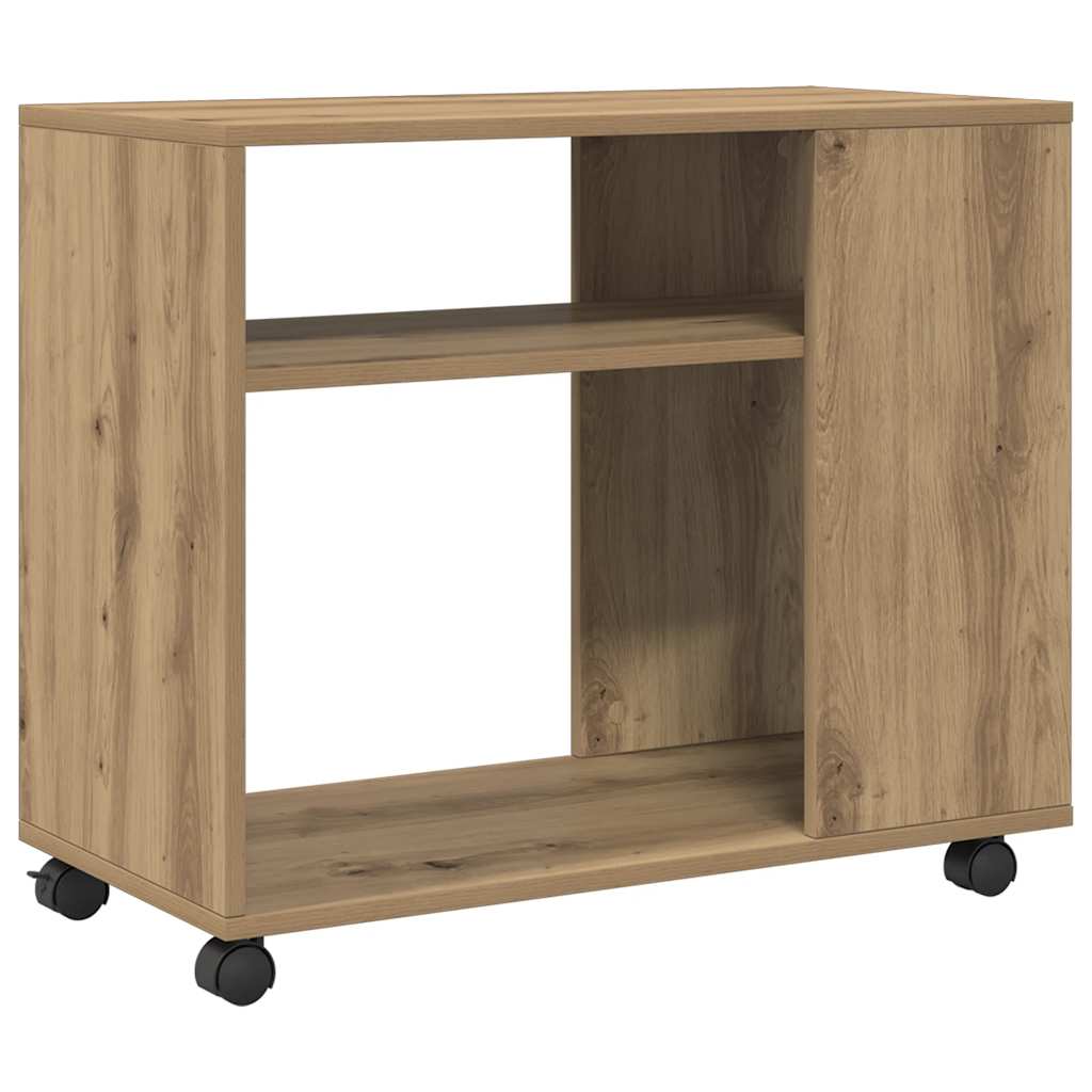 vidaXL Side Table with Wheels Artisian Oak 70x35x60 cm Engineered Wood 6