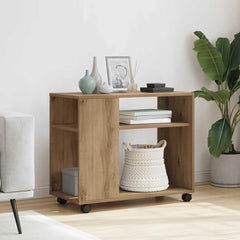 vidaXL Side Table with Wheels Artisian Oak 70x35x60 cm Engineered Wood 1