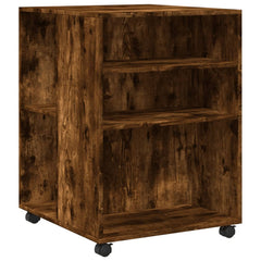 vidaXL Side Table with Wheels Smoked Oak 55x60x78 cm Engineered Wood 2
