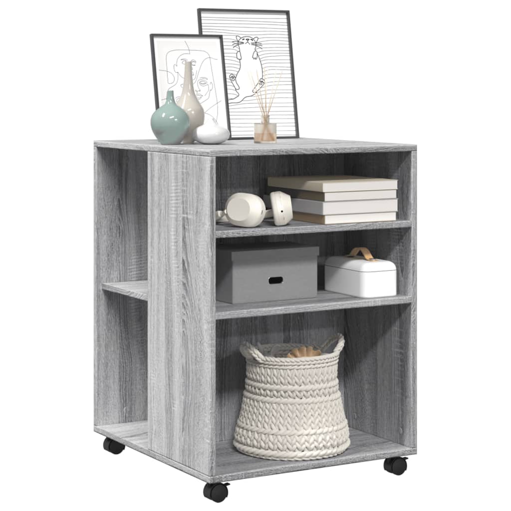 vidaXL Side Table with Wheels Grey Sonoma 55x60x78 cm Engineered Wood 3