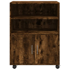 vidaXL Rolling Cabinet Smoked Oak 60x48x81 cm Engineered Wood 4