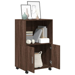 vidaXL Rolling Cabinet Brown Oak 55x40x91 cm Engineered Wood 3
