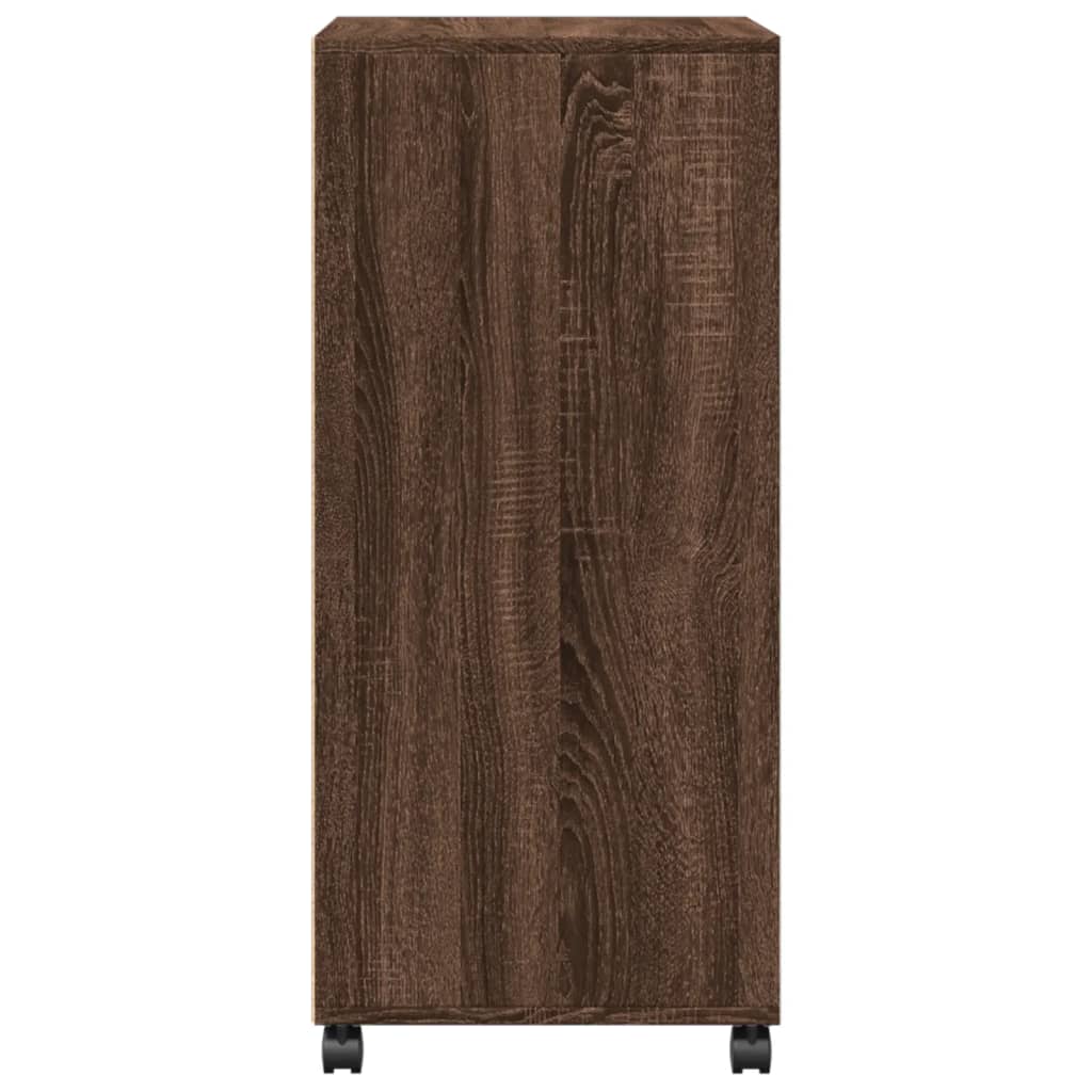 vidaXL Rolling Cabinet Brown Oak 55x40x91 cm Engineered Wood 5