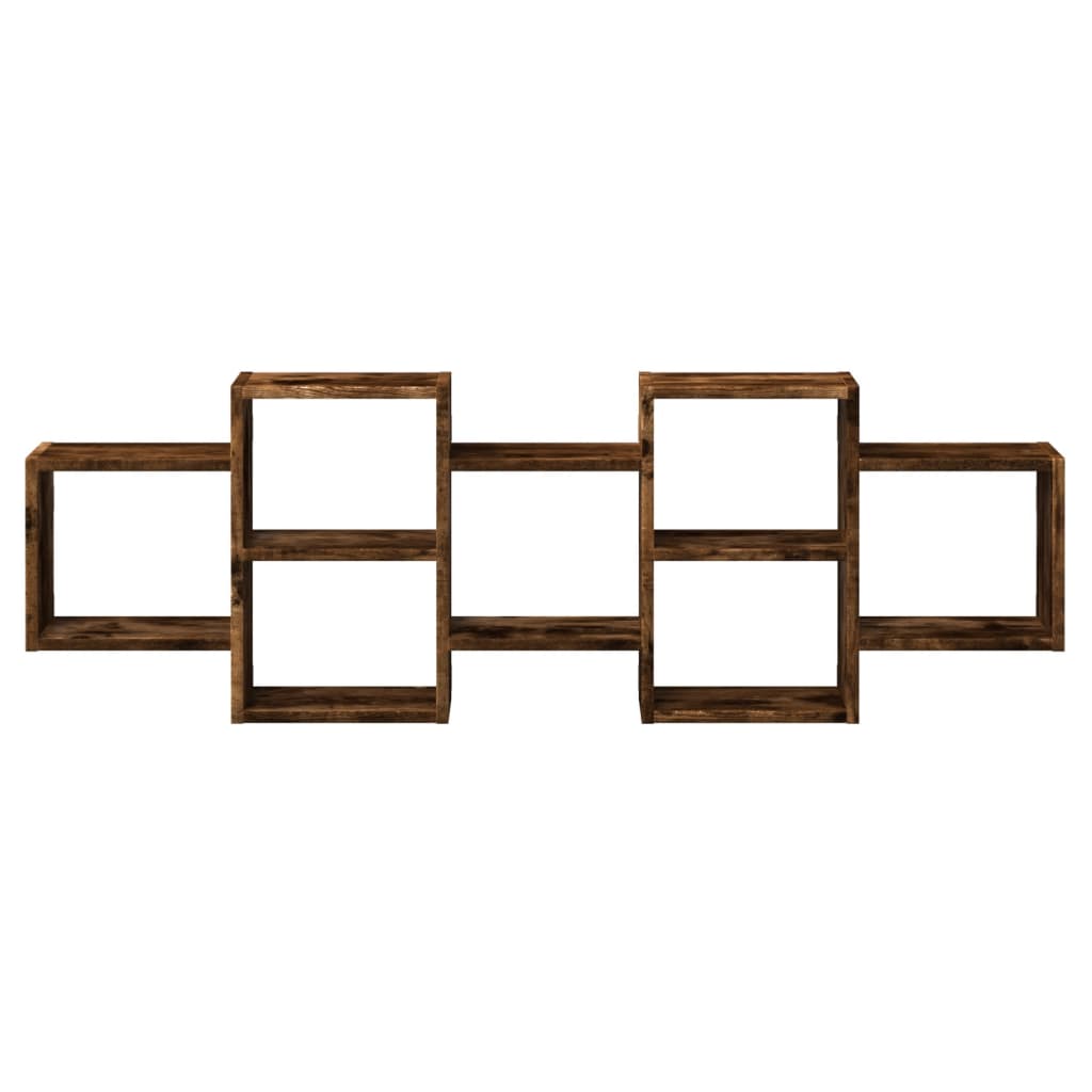 vidaXL Wall Shelf Smoked Oak 129x18x42 cm Engineered Wood 4