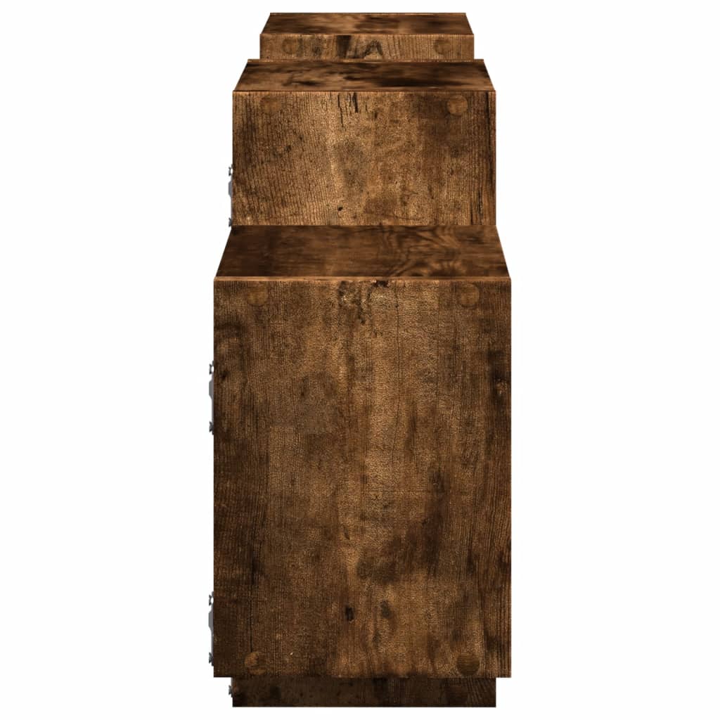 vidaXL Wall Shelf Smoked Oak 129x18x42 cm Engineered Wood 5