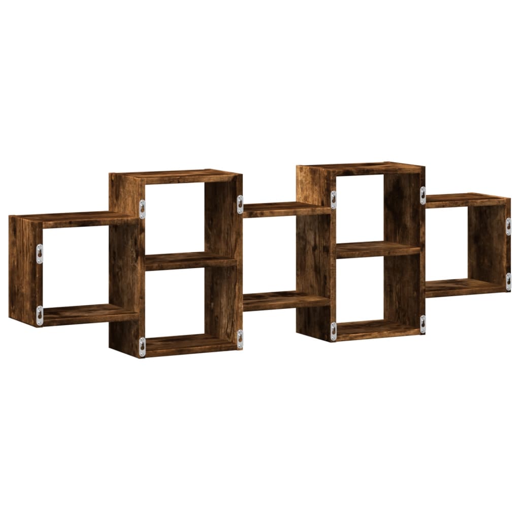 vidaXL Wall Shelf Smoked Oak 129x18x42 cm Engineered Wood 6