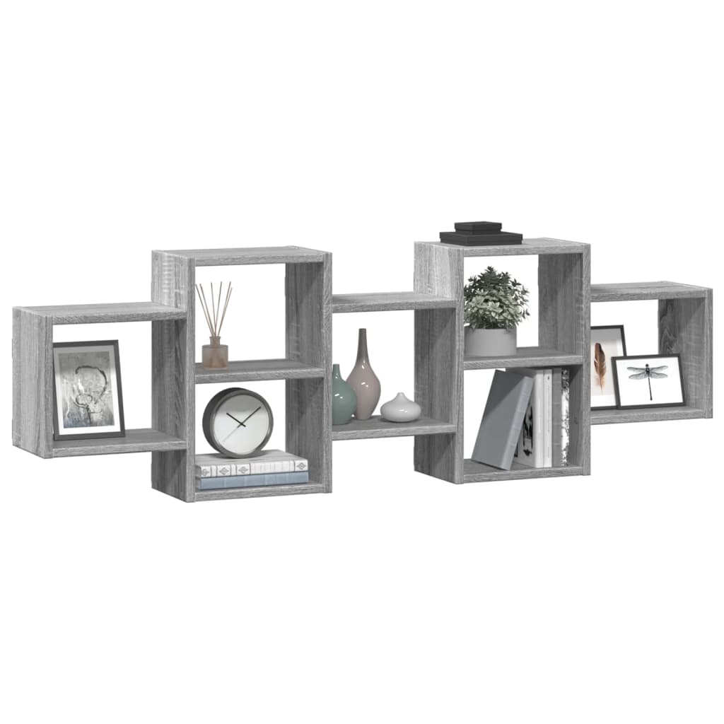 vidaXL Wall Shelf Grey Sonoma 129x18x42 cm Engineered Wood 3