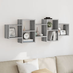 vidaXL Wall Shelf Grey Sonoma 129x18x42 cm Engineered Wood 1