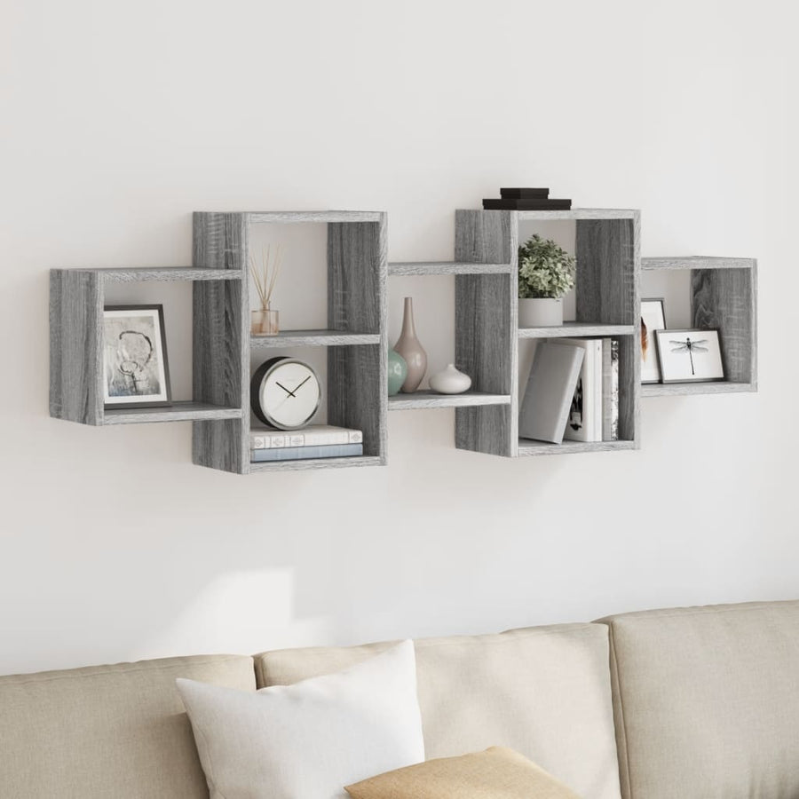 vidaXL Wall Shelf Grey Sonoma 129x18x42 cm Engineered Wood 1