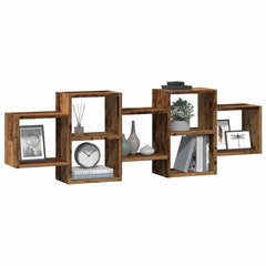 vidaXL Wall Shelf Old Wood 129x18x42 cm Engineered Wood 3