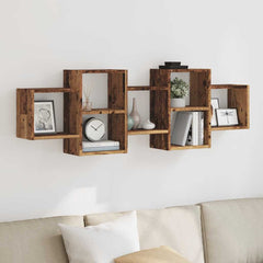 vidaXL Wall Shelf Old Wood 129x18x42 cm Engineered Wood 1
