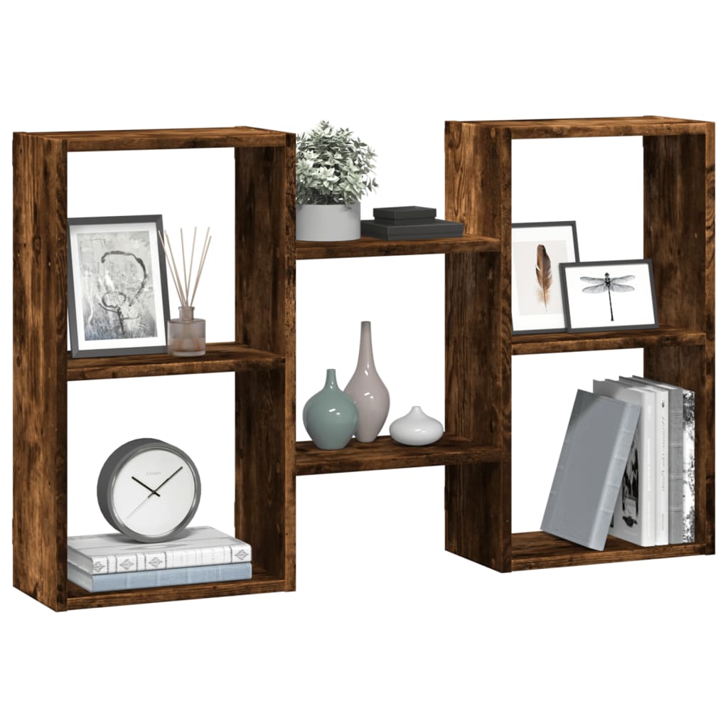vidaXL Wall Shelf Smoked Oak 96x18x60 cm Engineered Wood 3