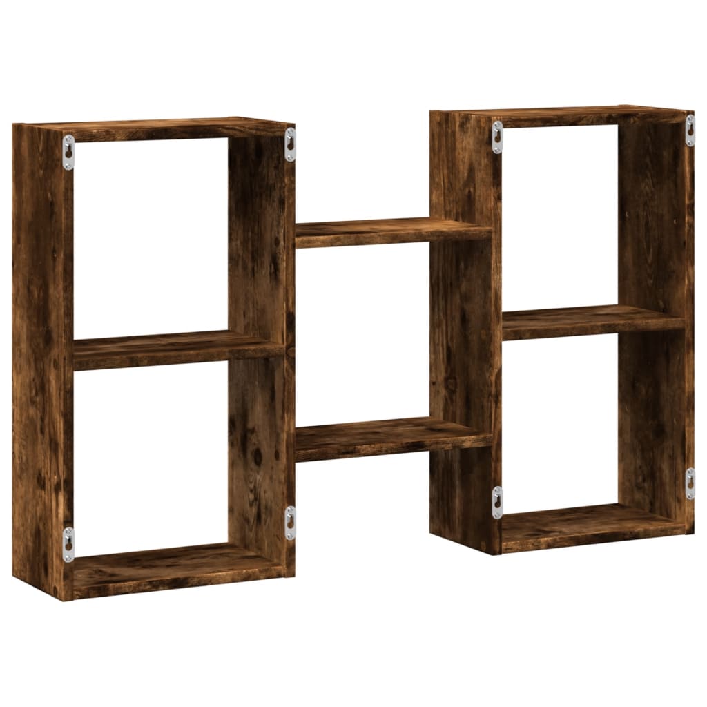 vidaXL Wall Shelf Smoked Oak 96x18x60 cm Engineered Wood 6