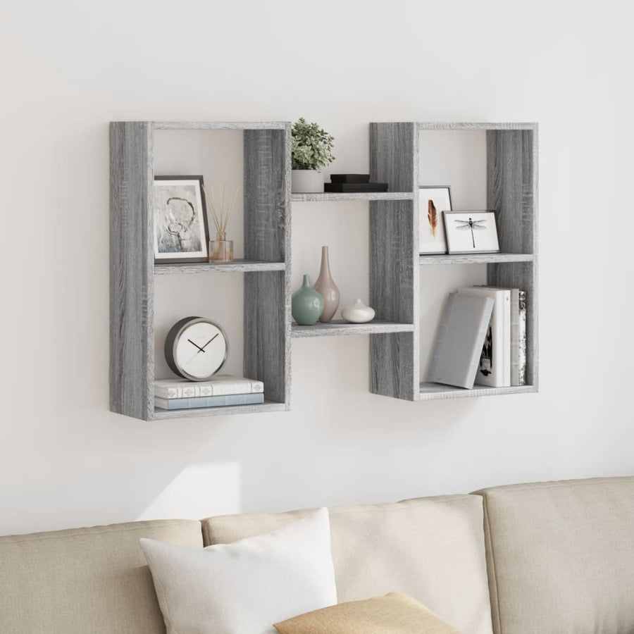 vidaXL Wall Shelf Grey Sonoma 96x18x60 cm Engineered Wood 1