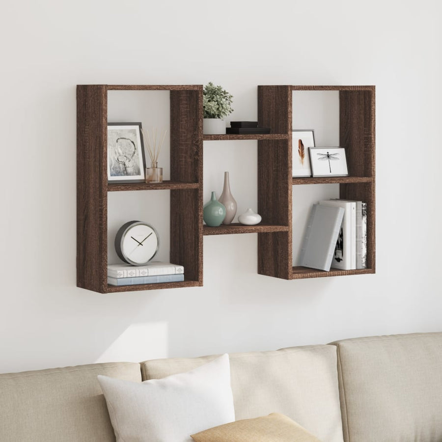 vidaXL Wall Shelf Brown Oak 96x18x60 cm Engineered Wood 1