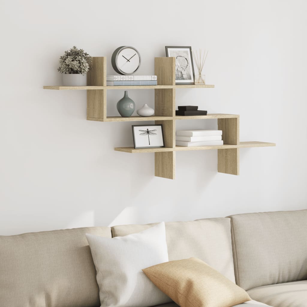 vidaXL Wall Shelf Sonoma Oak 124.5x18x60.5 cm Engineered Wood 3