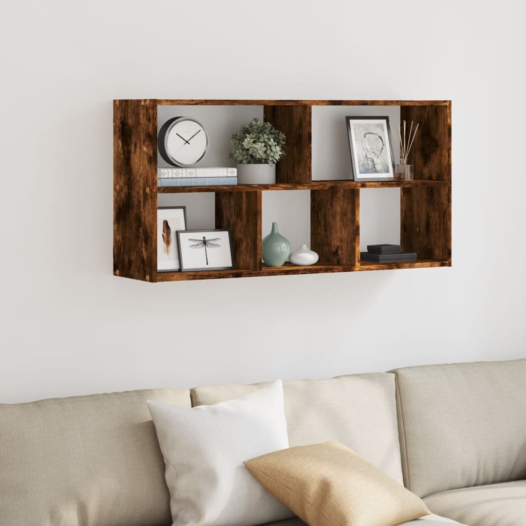 vidaXL Wall Shelf Smoked Oak 100x25x50 cm Engineered Wood 3