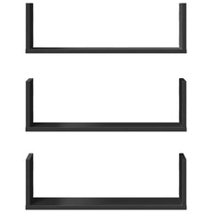 vidaXL Wall Shelves 3 pcs Black 58x18x18 cm Engineered Wood 4