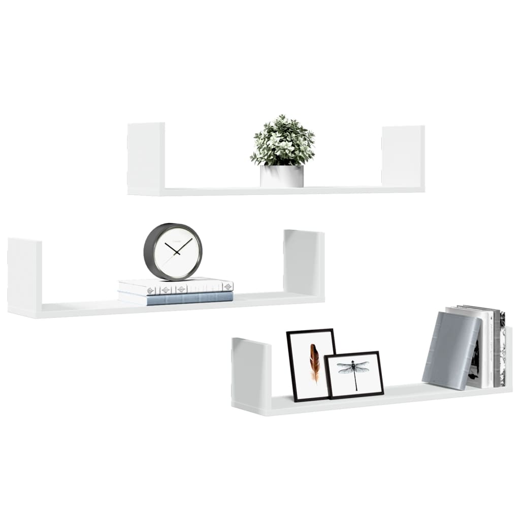 vidaXL Wall Shelves 3 pcs White 80x18x18 cm Engineered Wood 3