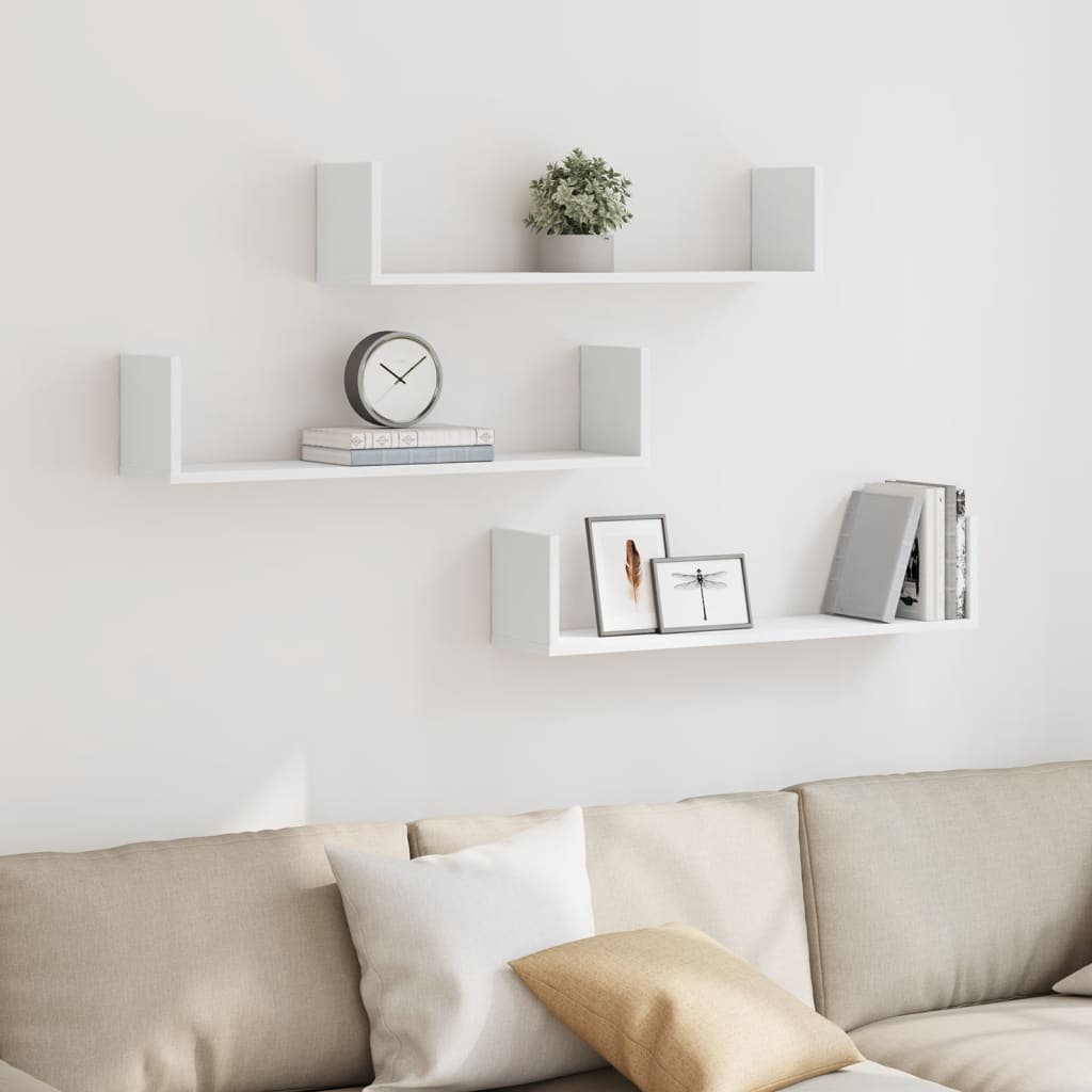 vidaXL Wall Shelves 3 pcs White 80x18x18 cm Engineered Wood 1