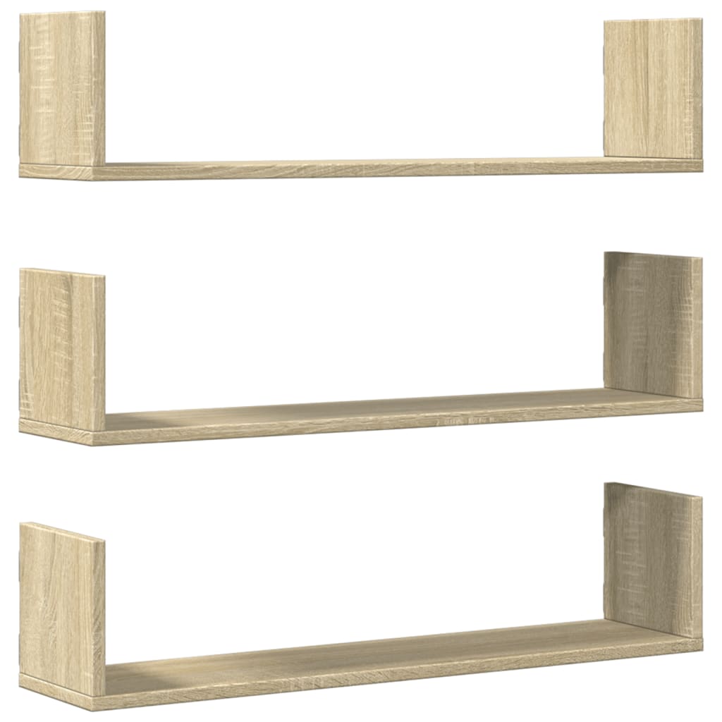 Wall Shelves 3 pcs Engineered Wood