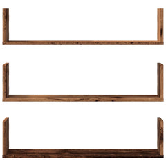 vidaXL Wall Shelves 3 pcs Old Wood 80x18x18 cm Engineered Wood 4