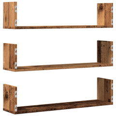 vidaXL Wall Shelves 3 pcs Old Wood 80x18x18 cm Engineered Wood 6