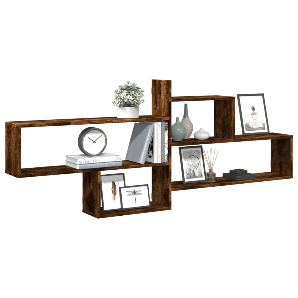 vidaXL Wall Shelf Smoked Oak 167.5x18x68 cm Engineered Wood 3