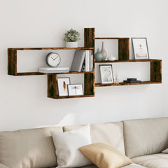vidaXL Wall Shelf Smoked Oak 167.5x18x68 cm Engineered Wood 1