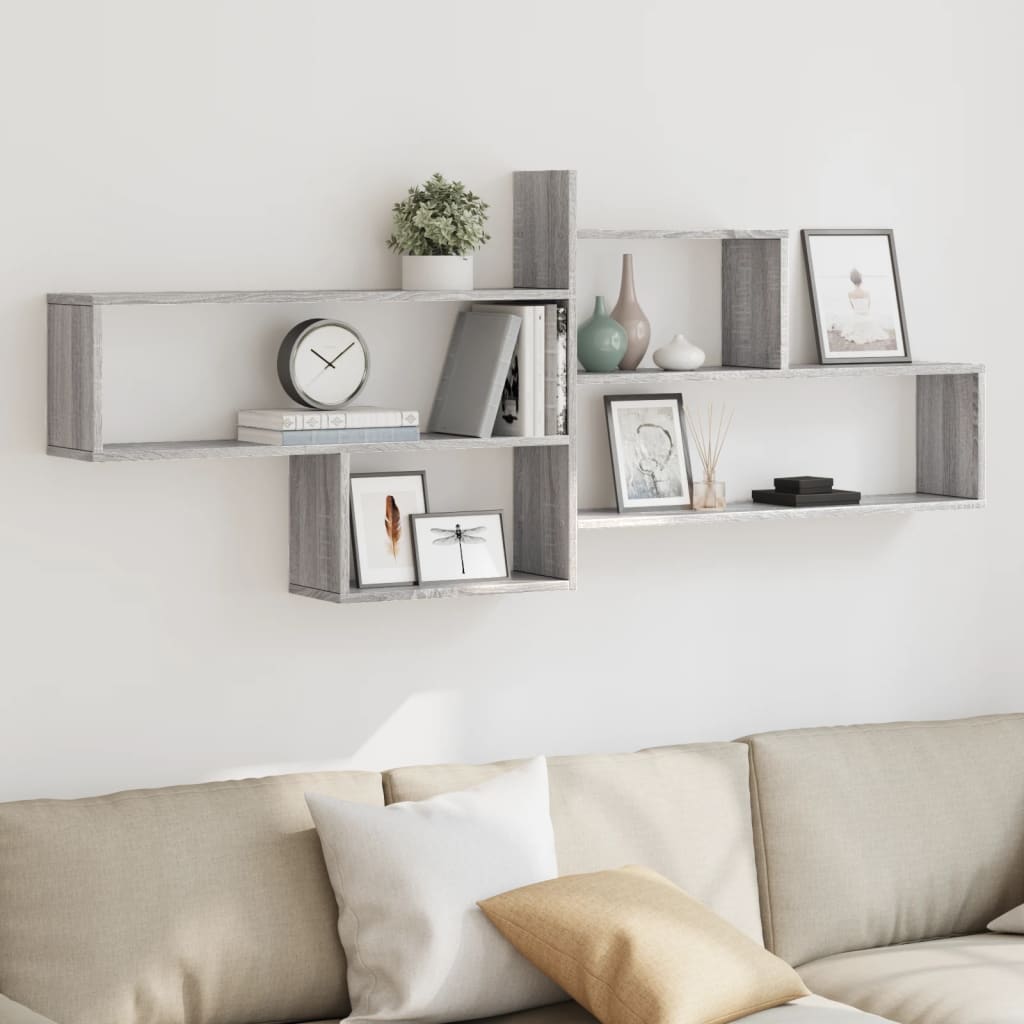 vidaXL Wall Shelf Grey Sonoma 167.5x18x68 cm Engineered Wood 1