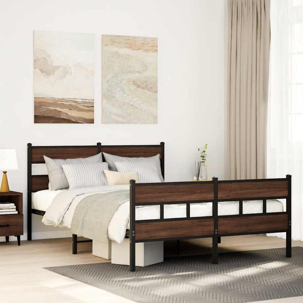 Bed Frame without Mattress Brown Oak Length 200 cm with Headboard & Footboard 160 cm