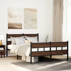Bed Frame without Mattress Brown Oak Length 200 cm with Headboard & Footboard 160 cm