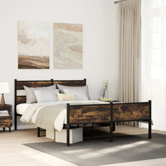 Bed Frame without Mattress Engineered Wood Smoked Oak Length 200 cm with Headboard & High Footboard 160 cm