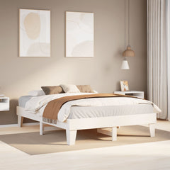 Bed Frame without Mattress Solid Wood Pine Length White