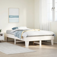 Bed Frame without Mattress Solid Wood Pine Length 200 cm White 120 cm
