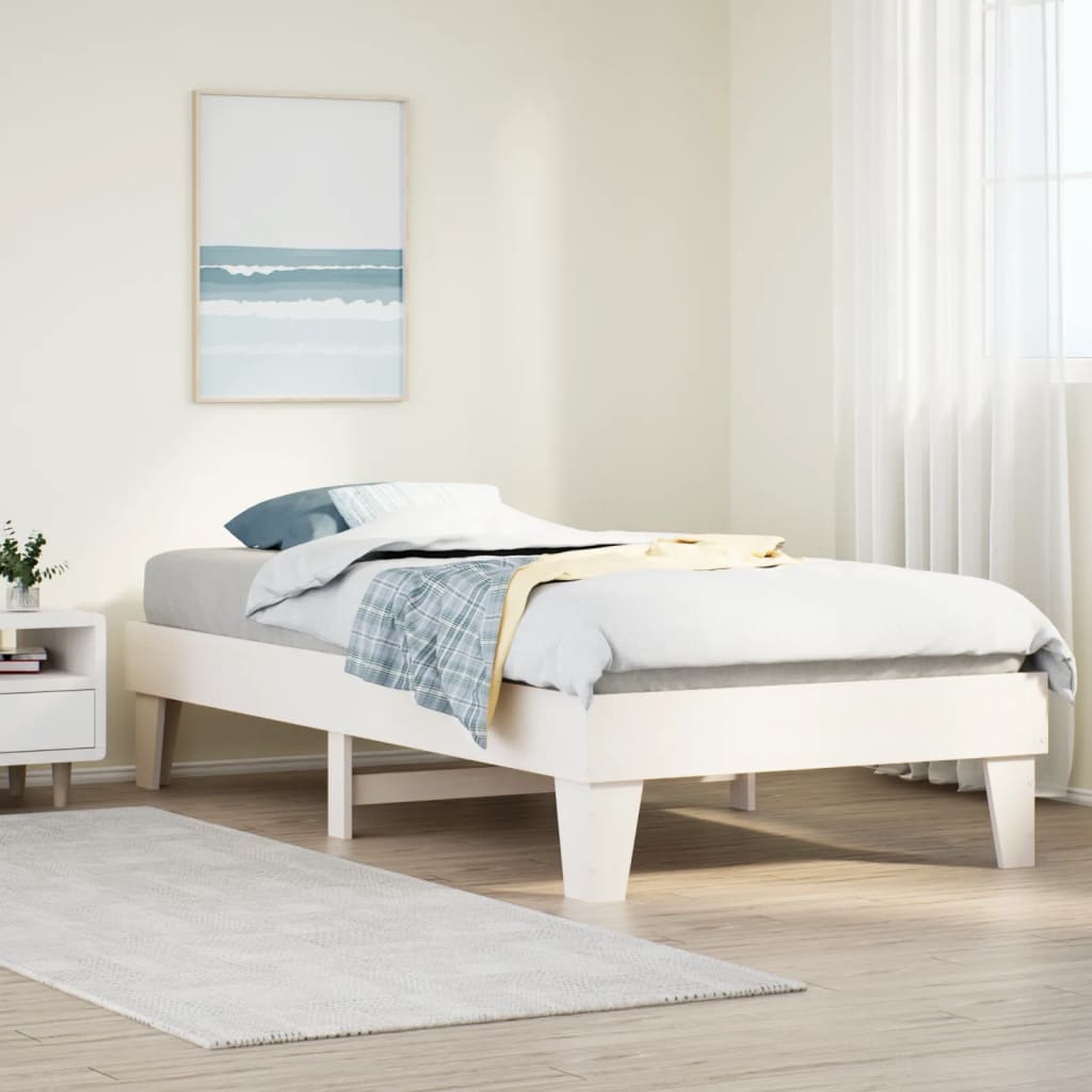 Bed Frame without Mattress Solid Wood Pine Length 200 cm White 100 cm