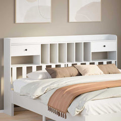 Headboard with Storage Solid Wood Pine White 180 cm