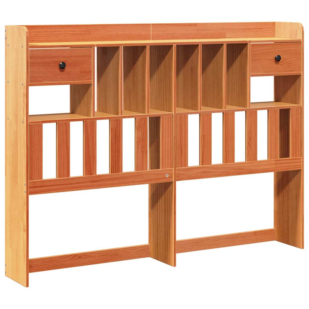 Headboard with Storage Solid Wood Pine Wax Brown 160 cm